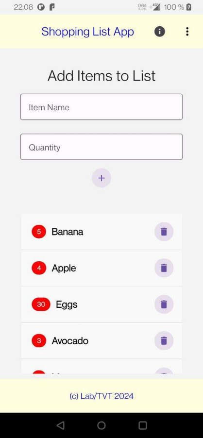 Shopping List App
